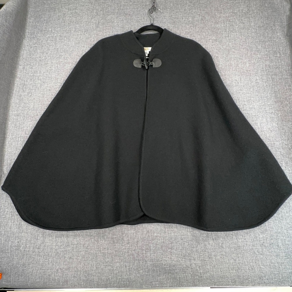 Talbots Wool Cape Womens L/XL Black Toggle Clasp Witchy Dark Academia Equestrian